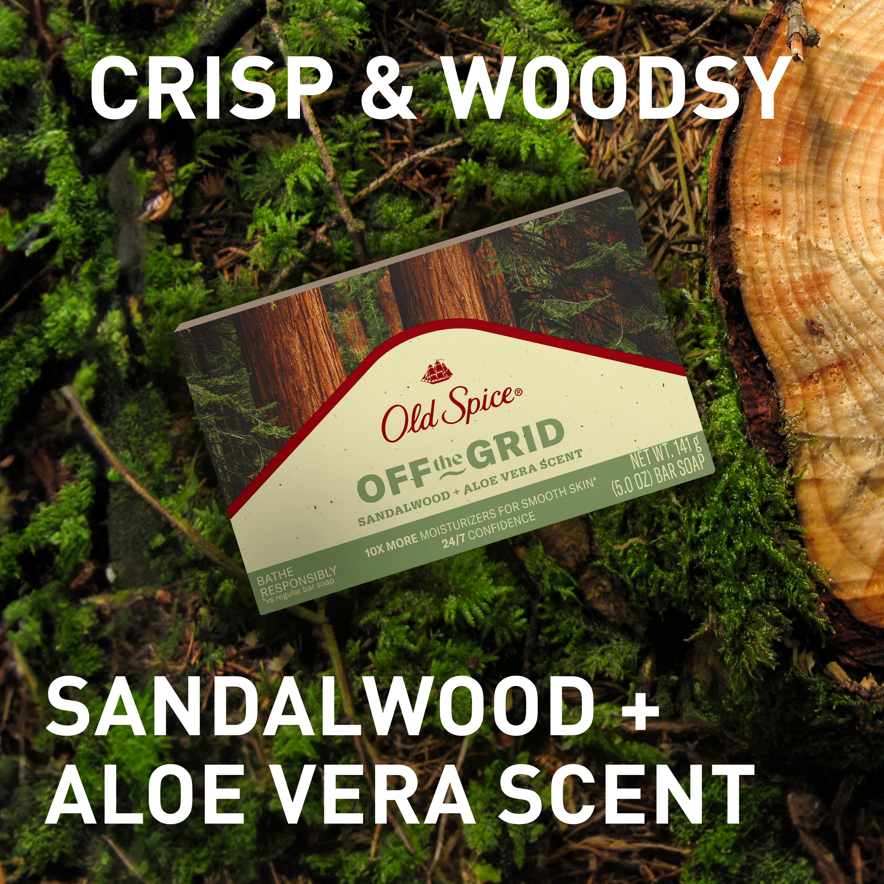 Old Spice Premium Bar Soap, Off the Grid Sandalwood + Aloe Vera Scent