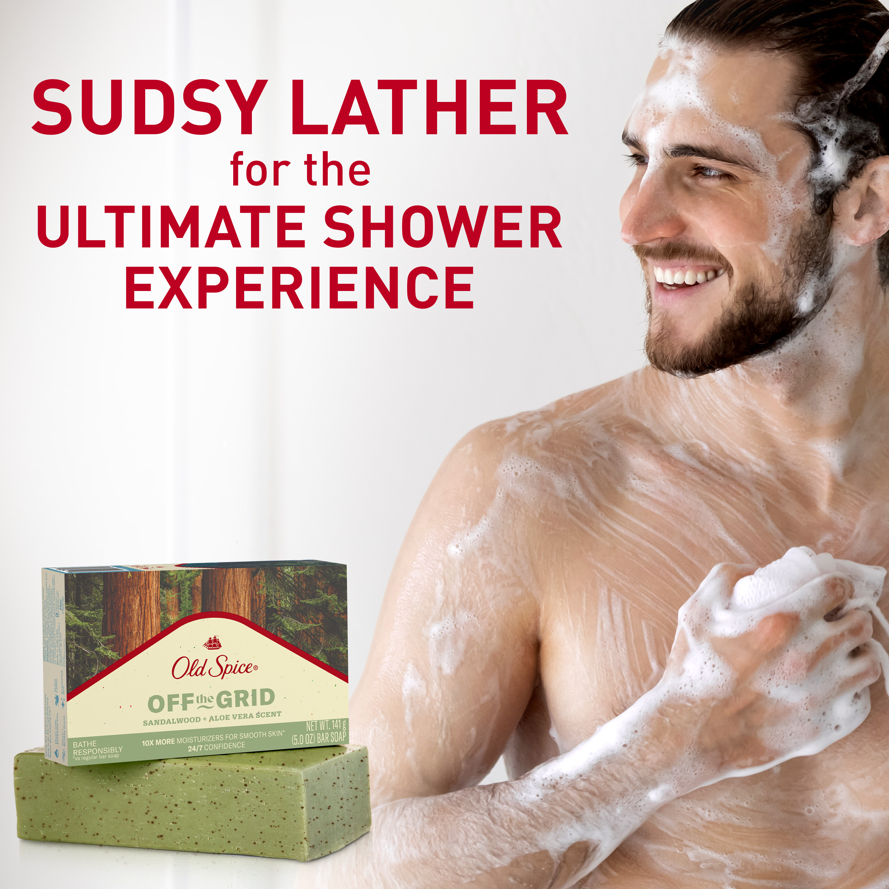 Old Spice Premium Bar Soap, Off the Grid Sandalwood + Aloe Vera Scent