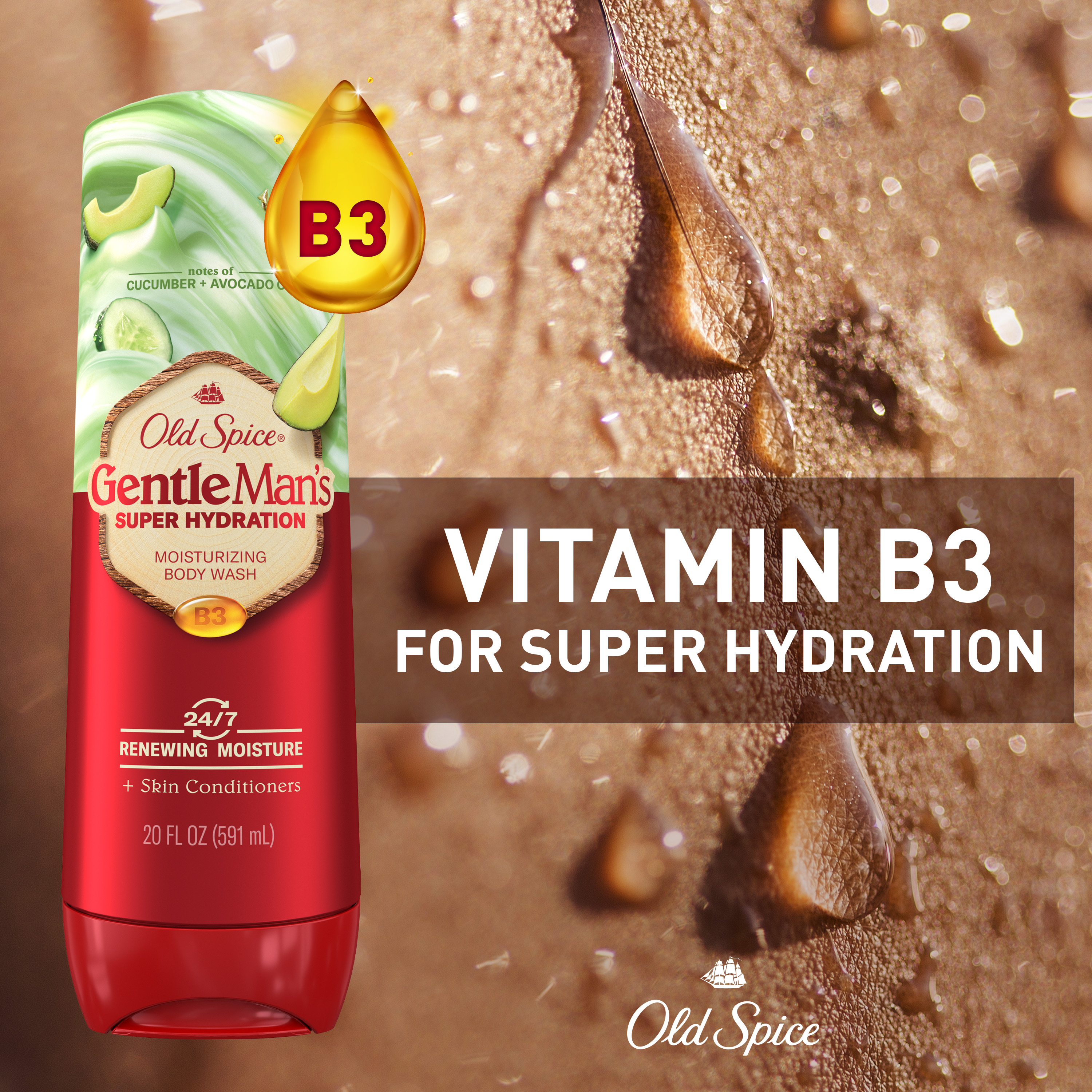 Old Spice Super Hydration Body Wash GentleMan’s Blend Cucumber + Avocado Oil